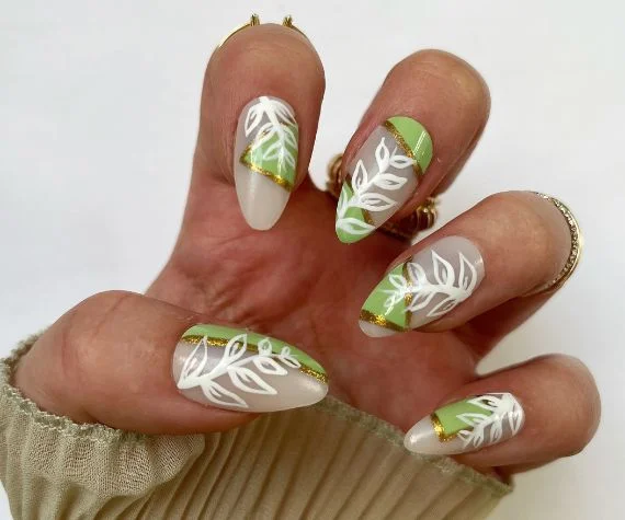 Unhas Estampas de folhagens