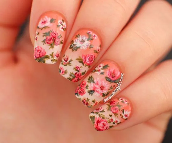 Unhas Floral vintage