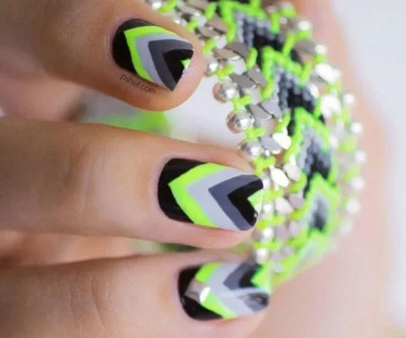 p6 Unhas Estampas de chevron