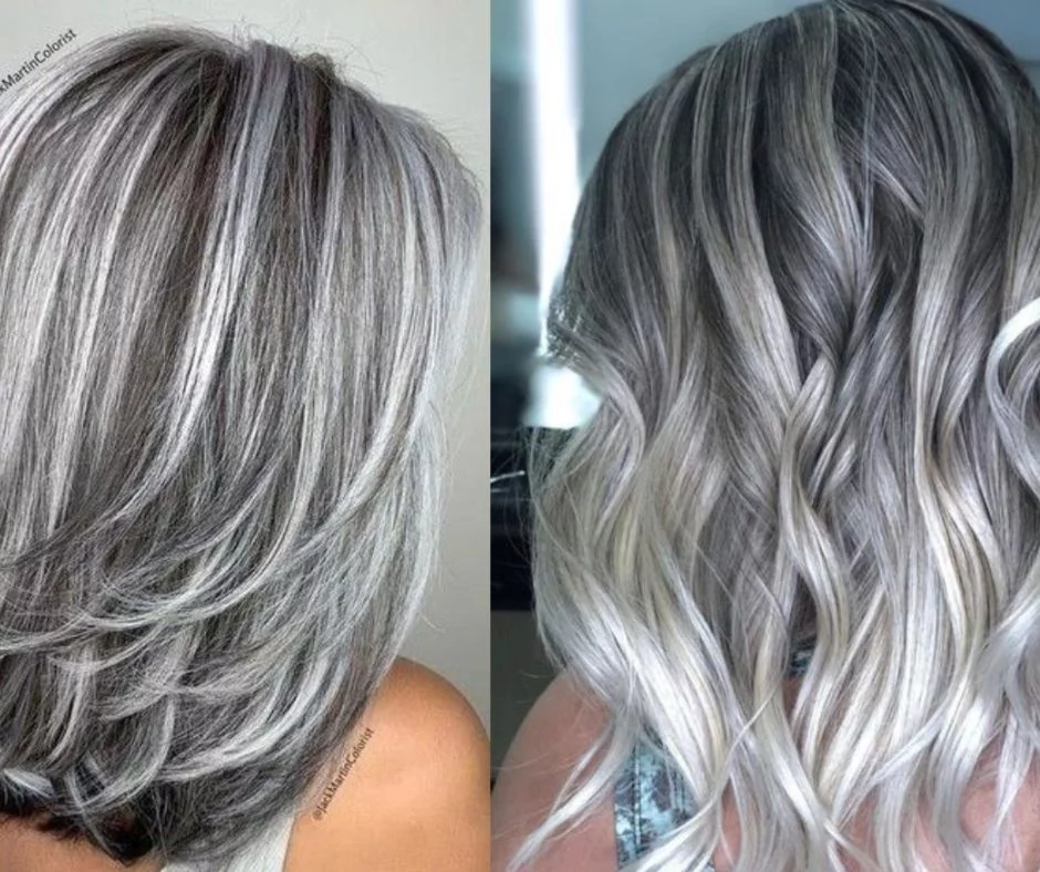 cabelo Branco com Luzes Cinza
