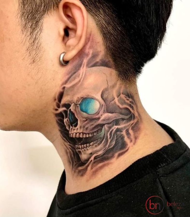 Tatuagem No Pescoço Masculino: 50 Ideias Incríveis 39 tatuagem no pescoço masculino caveira