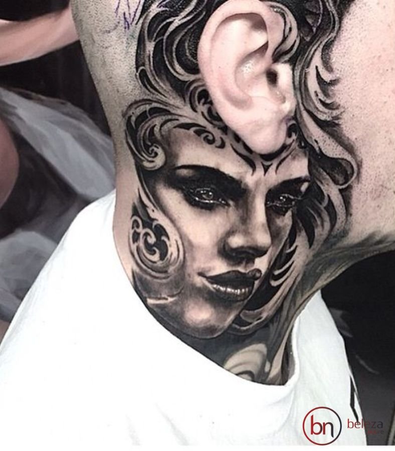 Tatuagem No Pescoço Masculino: 50 Ideias Incríveis 27 tatuagem no pescoço masculino de desenho deuses antigos