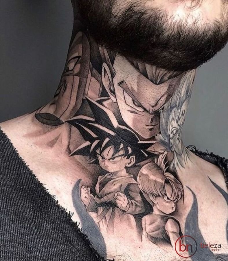 Tatuagem No Pescoço Masculino: 50 Ideias Incríveis 45 tatuagem no pescoço masculino de desenho do dragon ball