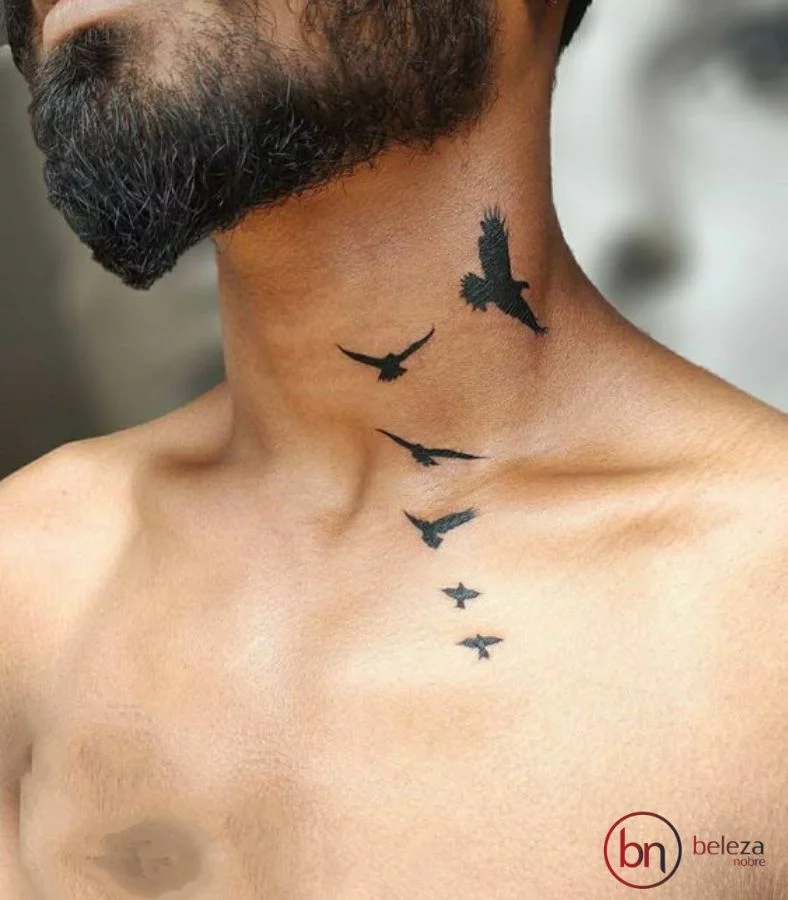 Tatuagem No Pescoço Masculino: 50 Ideias Incríveis 20 tatuagem no pescoço masculino de pássaros