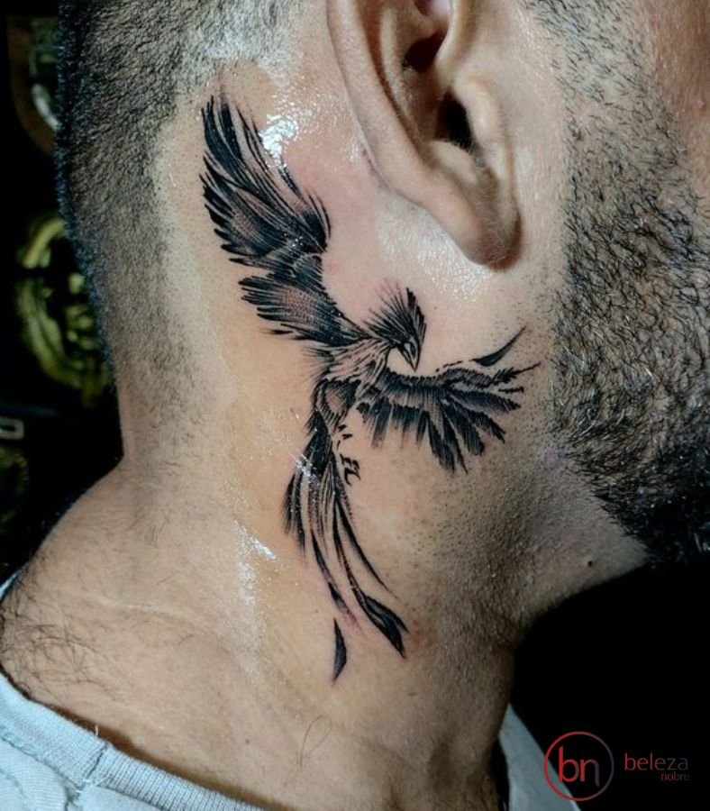 Tatuagem No Pescoço Masculino: 50 Ideias Incríveis 14 tatuagem no pescoço masculino fênix