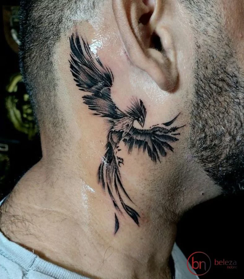 Tatuagem No Pescoço Masculino: 50 Ideias Incríveis 14 tatuagem no pescoço masculino fênix