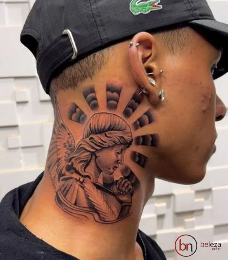 Tatuagem No Pescoço Masculino: 50 Ideias Incríveis 9 tatuagem no pescoço masculino religiosa