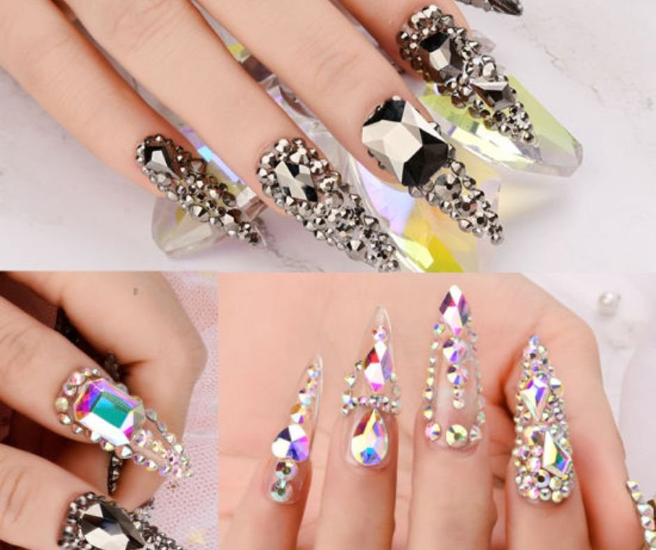 Unhas De Fibra De Vidro Decoradas: 10 Tendências Incríveis 10 Unhas de fibra de vidro Pedrarias e Strass